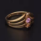 Gold Pink Sapphire Champagne Diamonds Ring.
