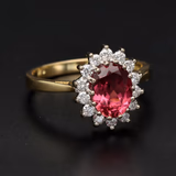 Pink Tourmaline & Diamond Cluster Ring
