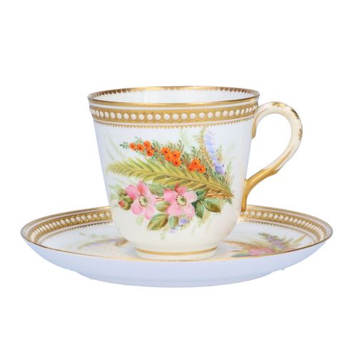 19th Century Jewelled Royal Worcester Teacup and Saucer image-2