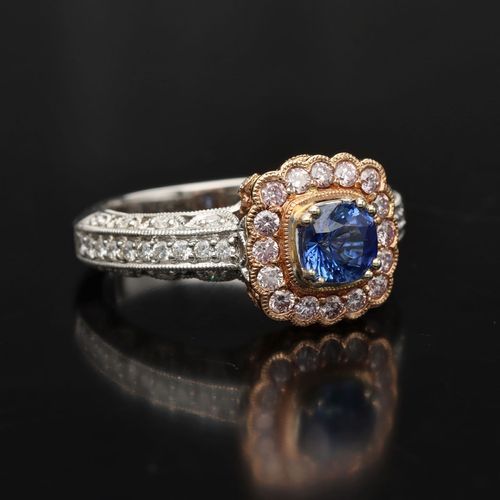 18ct Gold Aquamarine and Diamond Ring image-1