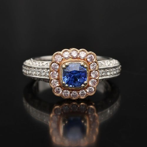 18ct Gold Aquamarine and Diamond Ring image-2