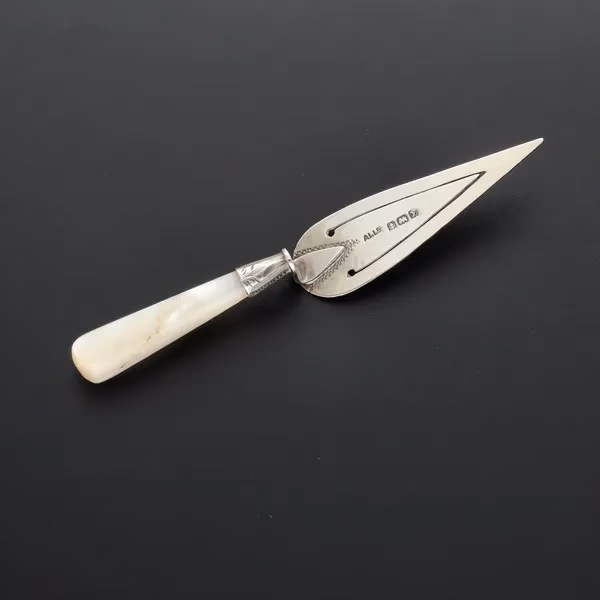 Sterling Silver and Mother of Pearl Trowel Shaped Bookmark
