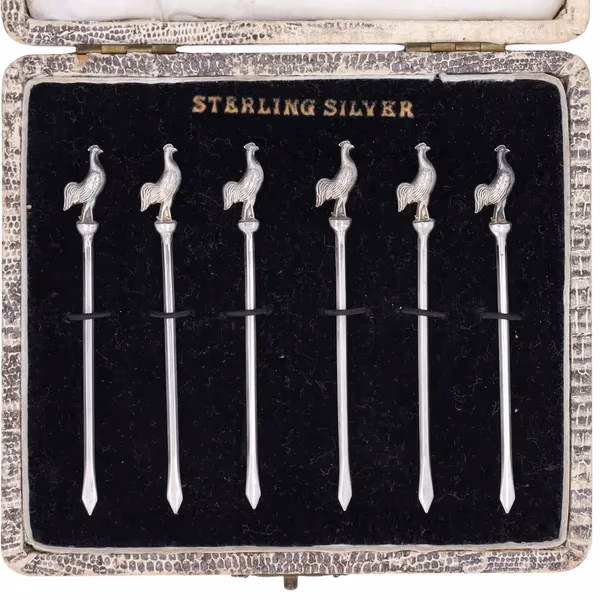 Art Deco Silver Cocktail Sticks
