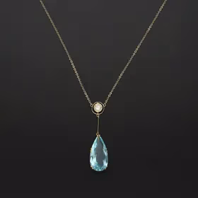 18ct Gold Aquamarine & Diamond Necklace
