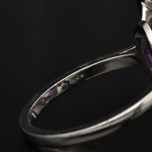 Platinum Diamond and Amethyst Ring image-4