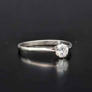 Antique Diamond Platinum Solitaire Ring