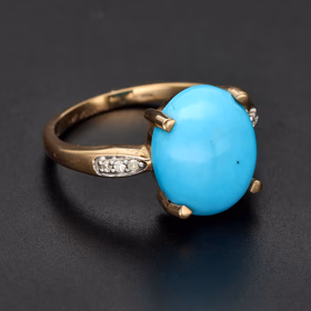 9ct Gold Turquoise & Diamond Ring