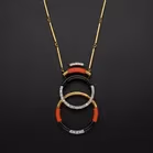 18ct Yellow Gold Coral & Diamond Necklace