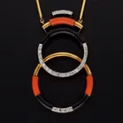18ct Yellow Gold Coral & Diamond Necklace