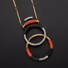 18ct Yellow Gold Coral & Diamond Necklace
