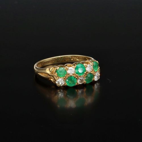 18ct Yellow Gold, 1.2ct Emerald & 1.2ct Diamonds Ring image-1