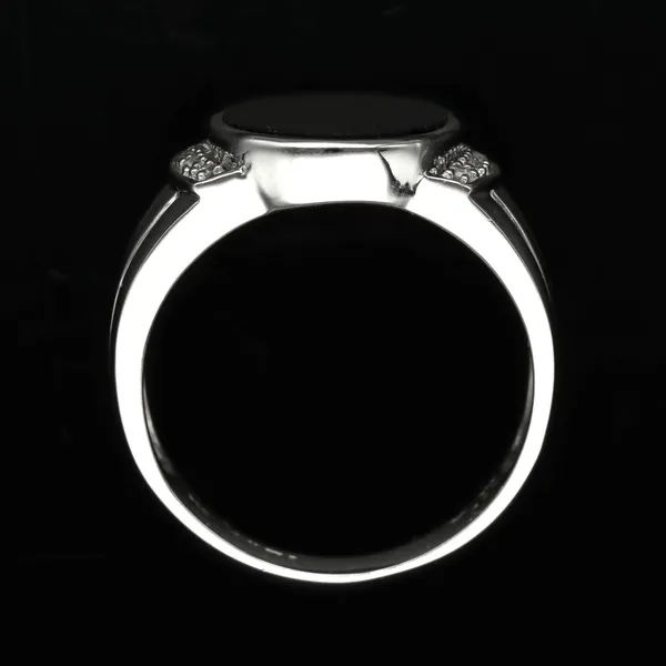 Gold Oynx Diamond Art Deco Style Ring
