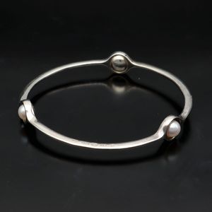 Georg Jensen Silver and Pearl Sphere Bangle