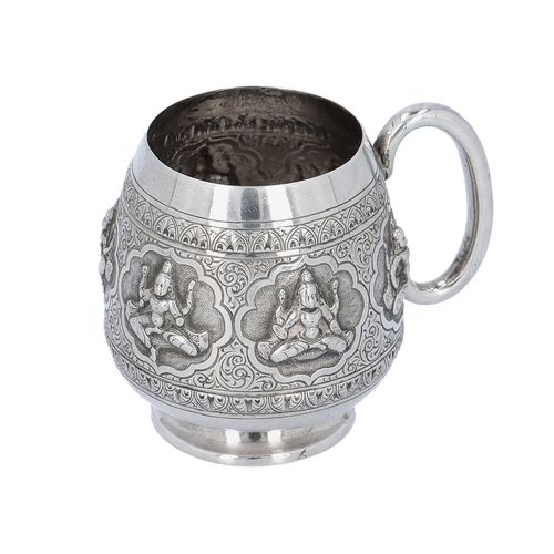 19th Century Signed Antique Silver Mug by C Krishniah Chetty image-1