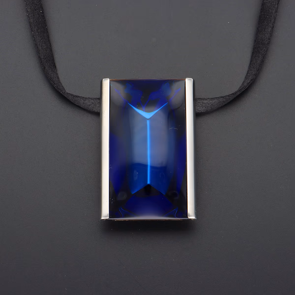 Baccarat Sterling Silver & Blue Crystal Convertible Pendant/Brooch