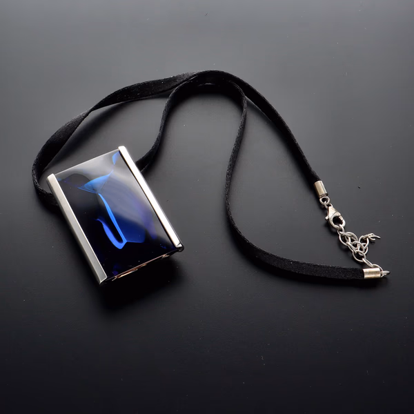 Baccarat Sterling Silver & Blue Crystal Convertible Pendant/Brooch