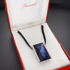 Baccarat Sterling Silver & Blue Crystal Convertible Pendant/Brooch