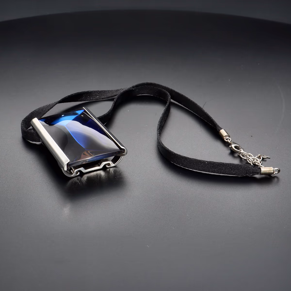 Baccarat Sterling Silver & Blue Crystal Convertible Pendant/Brooch