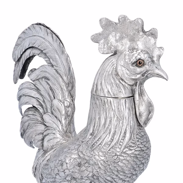 19th Century Silver Cockerel
