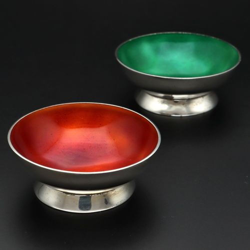 Set of Four Rare Sterling Silver and Enamel Bowls image-3