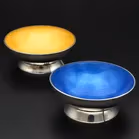 Set of Four Rare Sterling Silver and Enamel Bowls