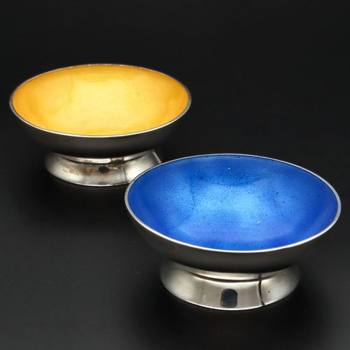 Set of Four Rare Sterling Silver and Enamel Bowls image-2