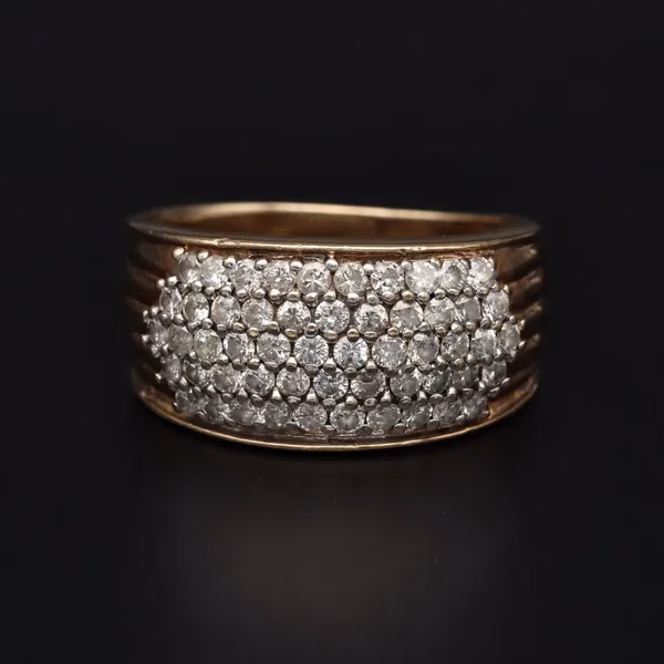 9ct Yellow Gold Diamond Cluster RIng