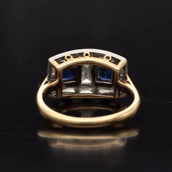 18ct Gold Platinum Diamond and Sapphire Ring
