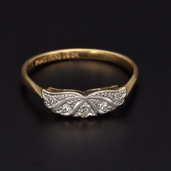 Art Deco 18ct Yellow Gold & Platinum Diamond Ring