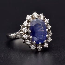 Platinum Sapphire and Diamond Ring