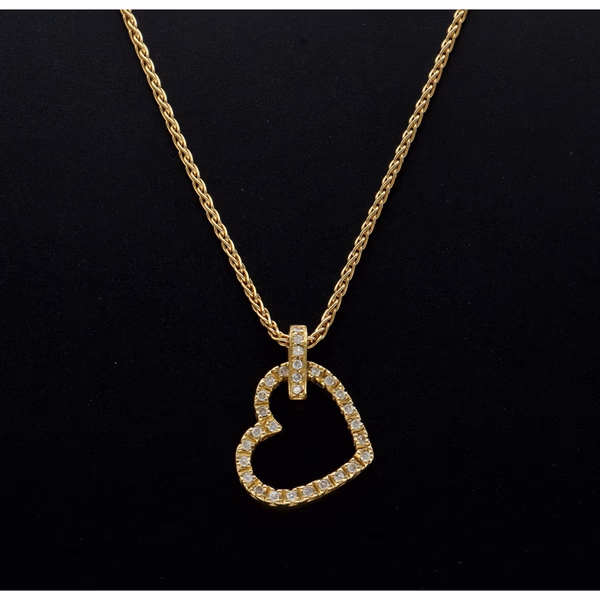 18ct Gold Diamond Heart Pendant on Chain