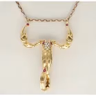 Heavy 18ct Gold Scorpion Diamond and Ruby Pendant