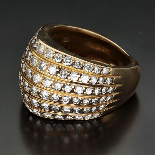 18k Gold David Morris Diamond Bombe Ring image-3