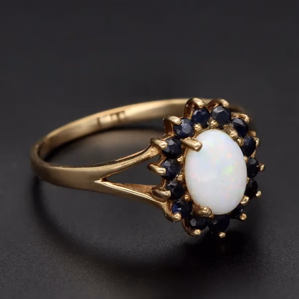 Gold Opal Sapphire Ring