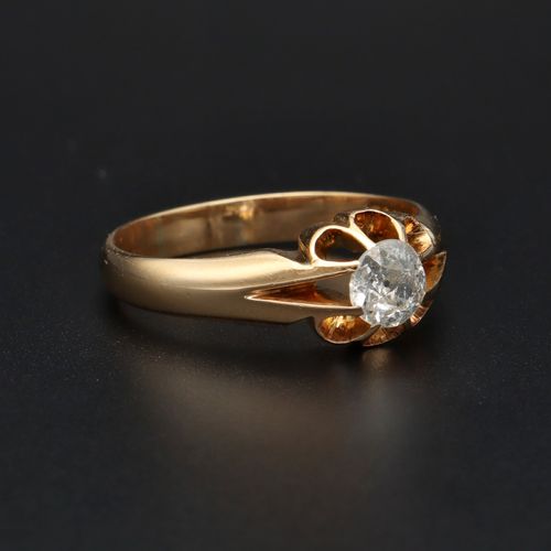 18ct Gold Diamond Solitaire Gypsy Ring image-1