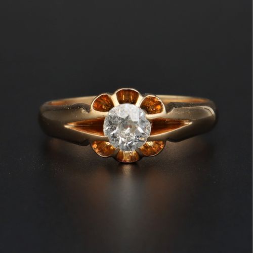 18ct Gold Diamond Solitaire Gypsy Ring image-2