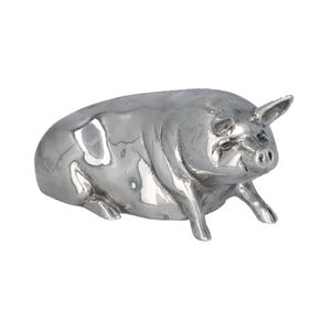 Silver Cast Model of a Recumbent Pig