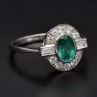 Platinum Emerald and Diamond Ring