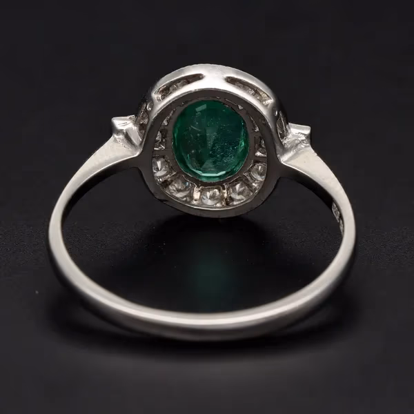 Platinum Emerald and Diamond Ring