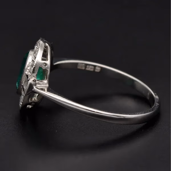 Platinum Emerald and Diamond Ring
