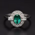 Platinum Emerald and Diamond Ring