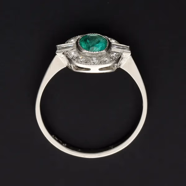 Platinum Emerald and Diamond Ring