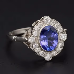 Platinum Tanzanite and Diamond Ring