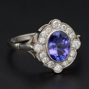 Platinum Tanzanite and Diamond Ring