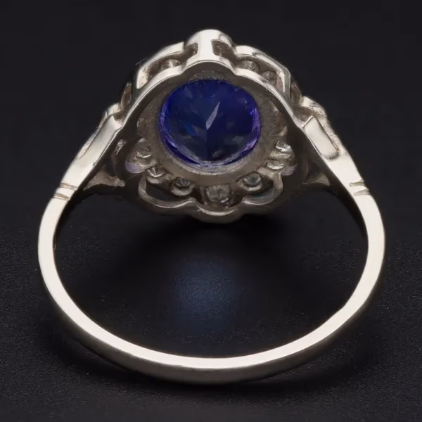 Platinum Tanzanite and Diamond Ring