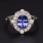 Platinum Tanzanite and Diamond Ring