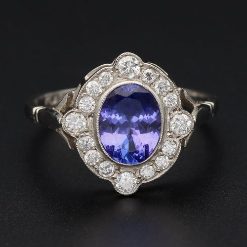 Platinum Tanzanite and Diamond Ring image-2