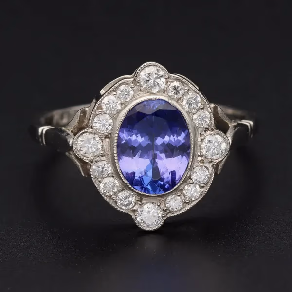 Platinum Tanzanite and Diamond Ring