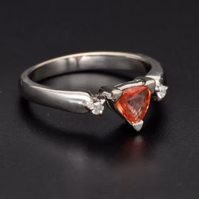 18ct White Gold Peach Sapphire & Diamond Ring