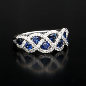 18ct Gold Sapphire and Diamond Lattice Ring
